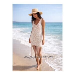 ORIG. MSRP $120 ✨ 525 America Sleeveless Fringe Knit Sweater Dress – Size M ✨